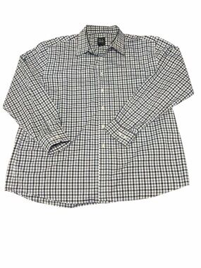 Jos A Bank Traveler Fit Shirt XXL Blue White Plaid Cotton